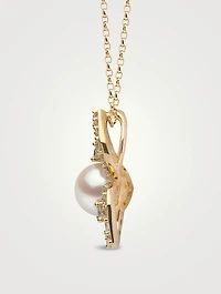 Petal 18K Gold Akoya Pearl Necklace With Diamonds