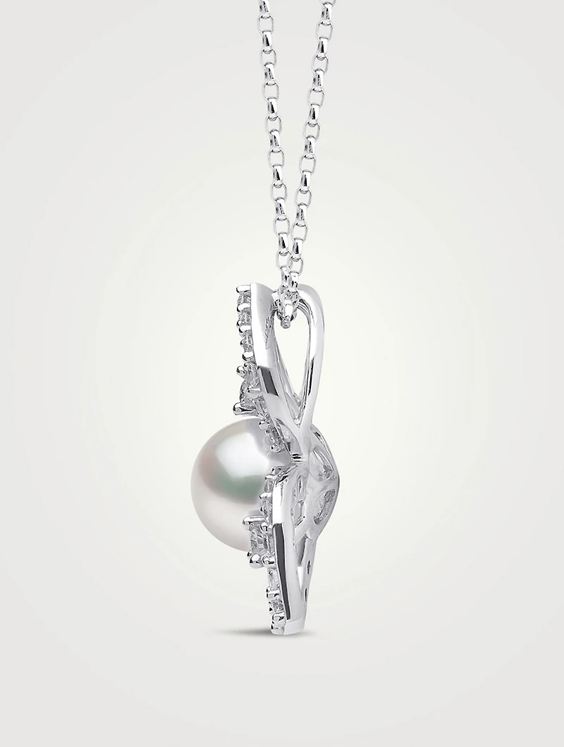 Petal 18K Gold Akoya Pearl Necklace With Diamonds