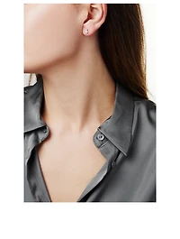 Trend 18K White Gold Pearl Stud Earrings With Diamonds