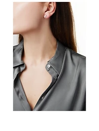18K Gold Pearl Earrings With Diamonds