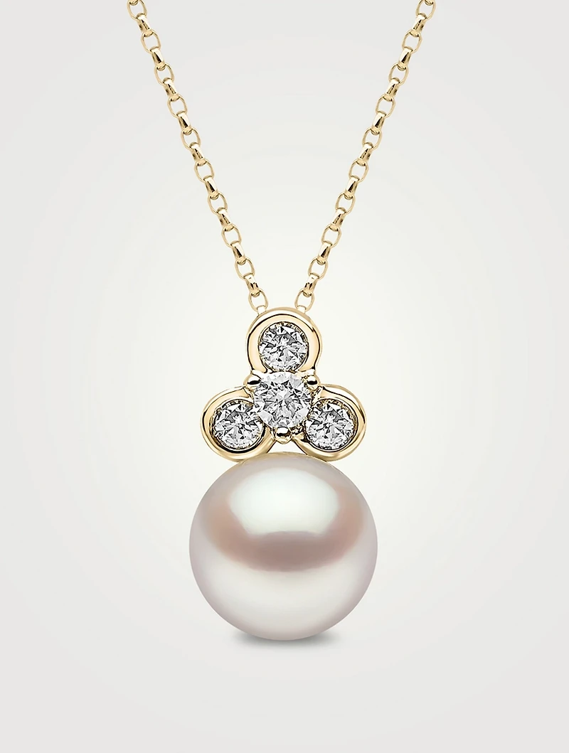Trend 18K Gold Pearl Necklace With Diamonds