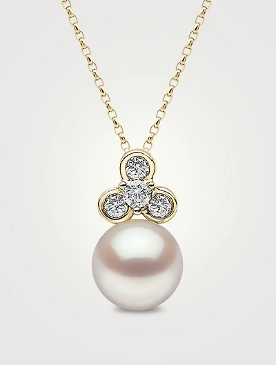 Trend 18K Gold Pearl Necklace With Diamonds