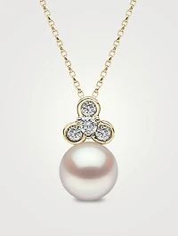 Trend 18K Gold Pearl Necklace With Diamonds