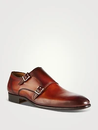 Leather Double Monk-Strap Shoes