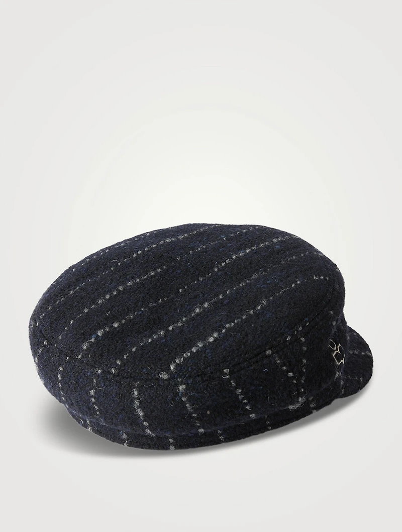 Evie Wool Baker Boy Cap Pinstripe