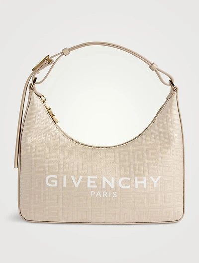 Small Moon Cut Out Embossed Coated Canvas Shoulder Bag