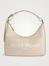 Small Moon Cut Out Embossed Coated Canvas Shoulder Bag