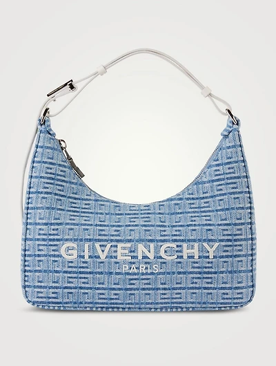 Small Moon Cut Out Embossed Denim Shoulder Bag
