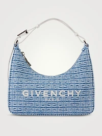 Small Moon Cut Out Embossed Denim Shoulder Bag