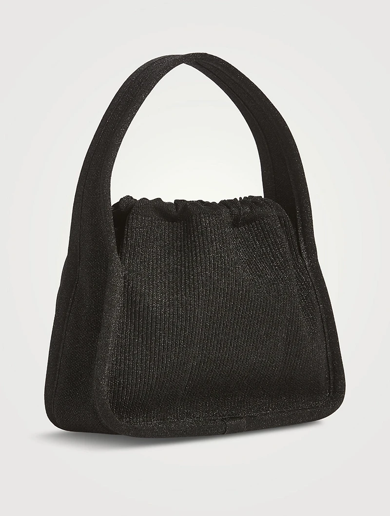 Small Ryan Metallic Rib-Knit Shoulder Bag