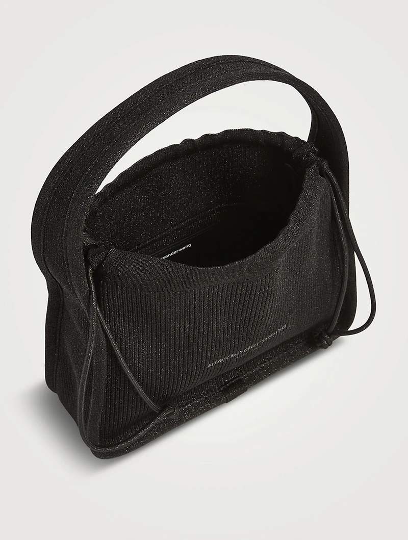 Small Ryan Metallic Rib-Knit Shoulder Bag