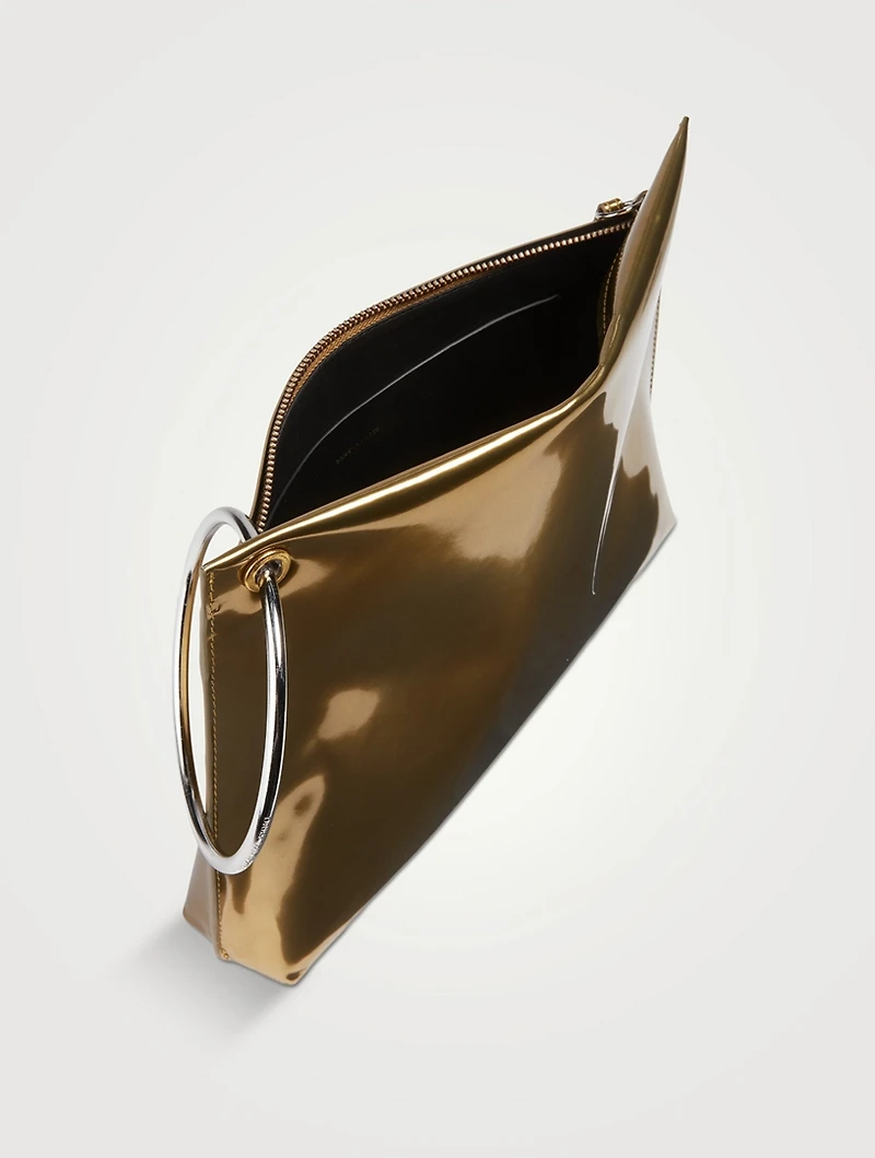 Metallic Leather Ring Clutch