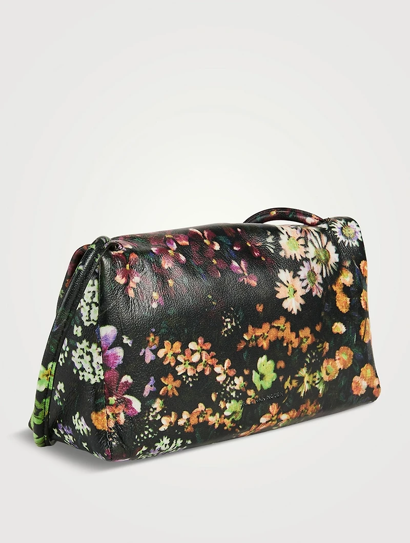Leather Shoulder Bag In Floral Print