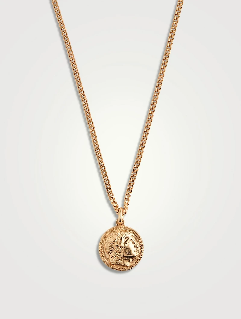 Caesar Gold-Plated Coin Pendant Necklace