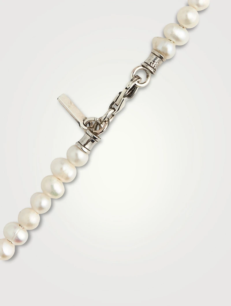 Pearl and Sterling Silver Cross Necklace
