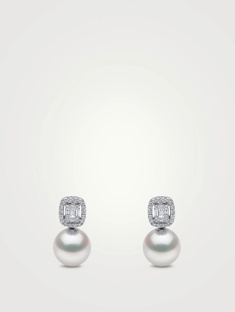 Starlight 18K White Gold South Sea Pearl Earrings With Diamonds