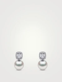 Starlight 18K White Gold South Sea Pearl Earrings With Diamonds