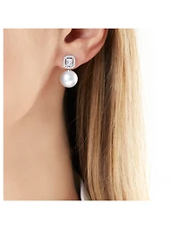 Starlight 18K White Gold South Sea Pearl Earrings With Diamonds