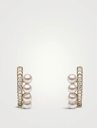 Eclipse 18K Gold Akoya Pearl Earrings With Diamonds