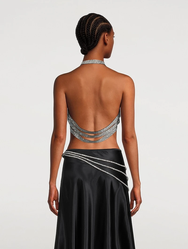 Silk Top With Crystal Ribbons