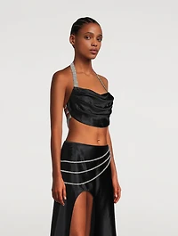 Silk Top With Crystal Ribbons