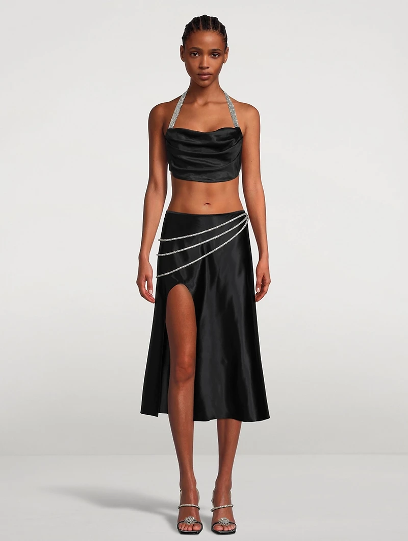 Silk Top With Crystal Ribbons