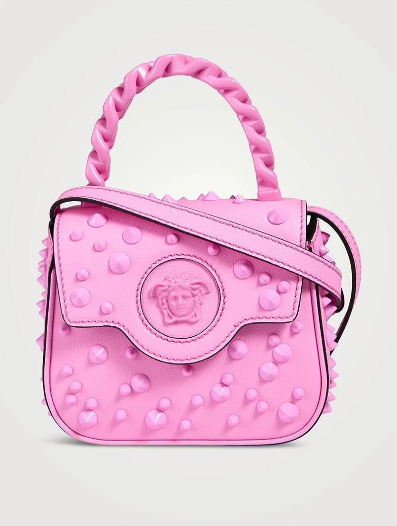 Mini La Medusa Spiked Leather Top Handle Bag
