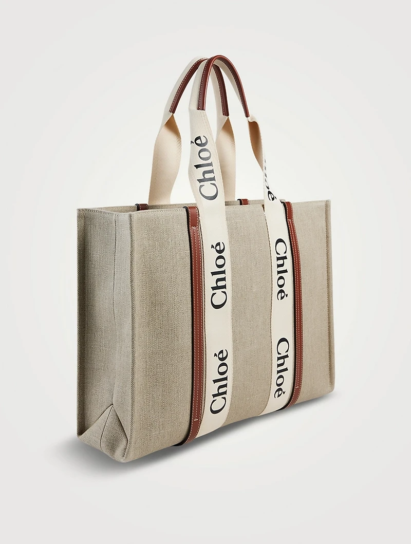Large Woody Linen Tote Bag