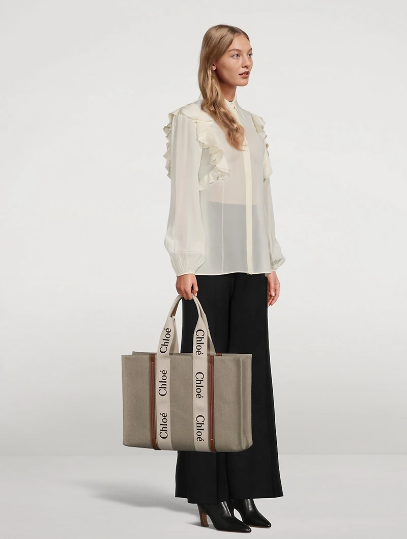 Large Woody Linen Tote Bag