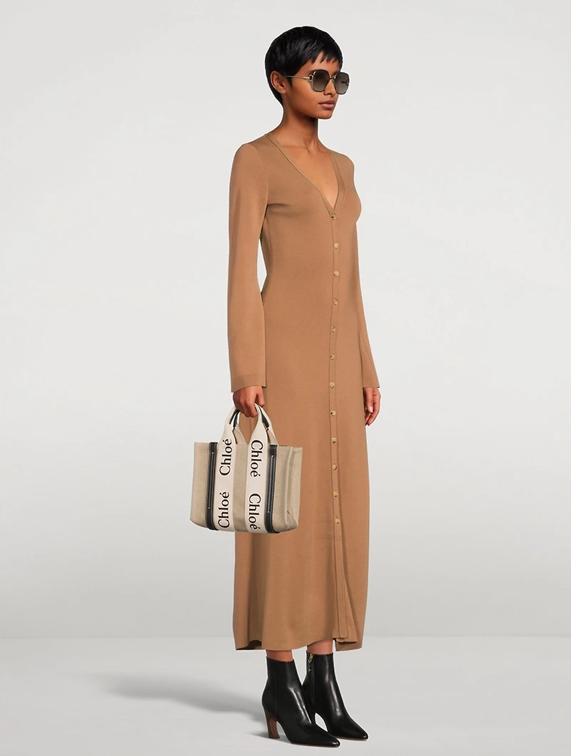 Small Woody Linen Tote Bag