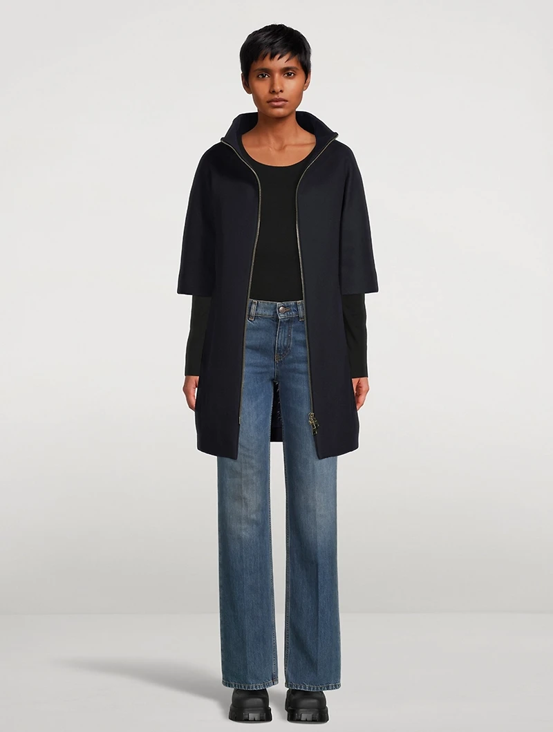 Wool-Blend Double-Layer Coat