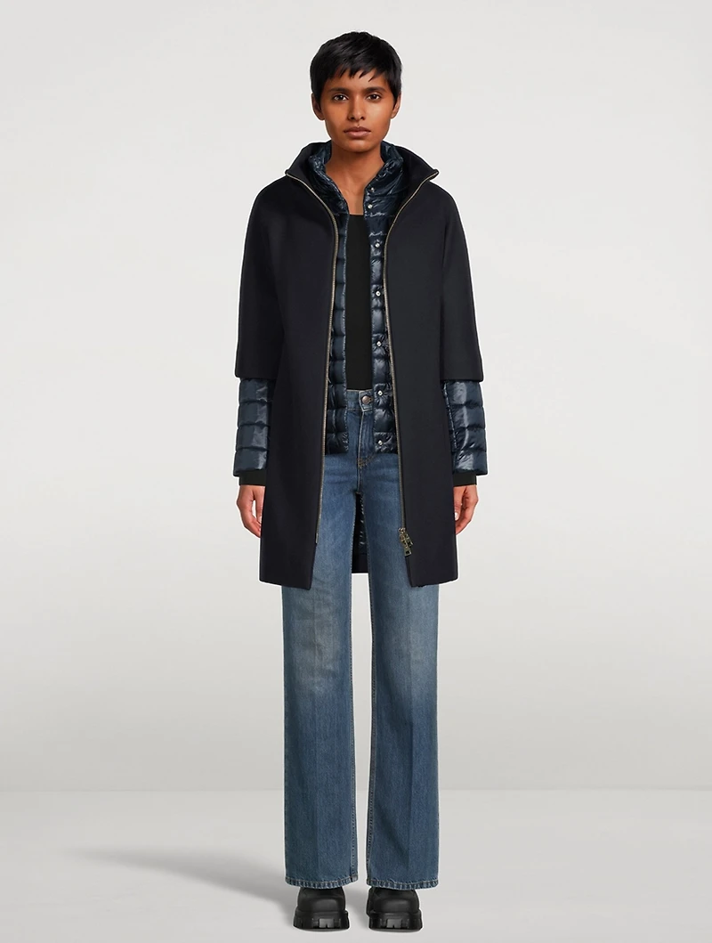 Wool-Blend Double-Layer Coat