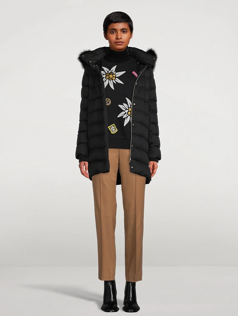 Down Jacket With Faux Fur Trim