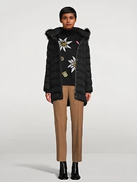 Down Jacket With Faux Fur Trim