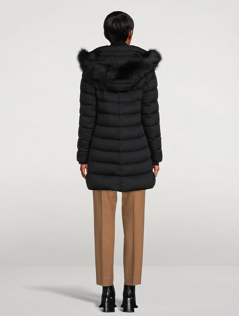 Down Jacket With Faux Fur Trim