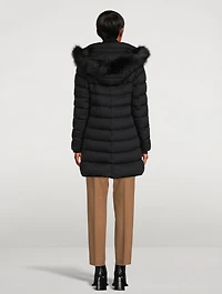 Down Jacket With Faux Fur Trim
