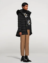 Down Jacket With Faux Fur Trim