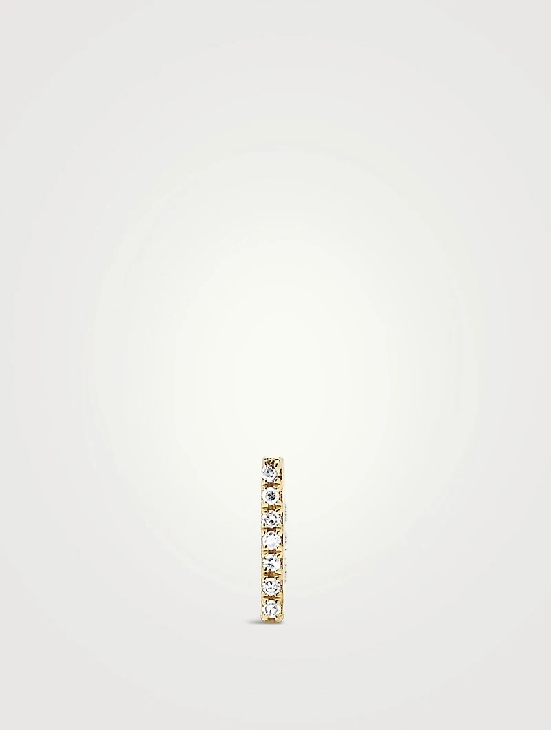 14K Gold Bar Stud Earring With Diamonds