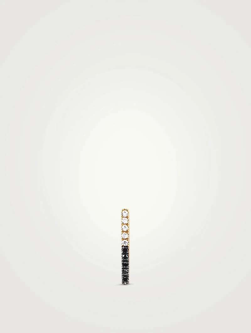 14K Gold Two Tone Bar Stud Earring With Diamonds