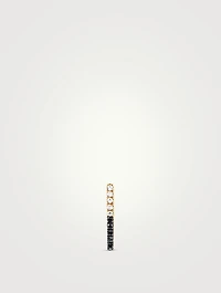 14K Gold Two Tone Bar Stud Earring With Diamonds