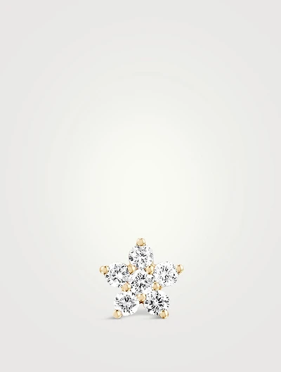14K Gold Flower Stud Earring With Diamonds
