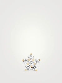 14K Gold Flower Stud Earring With Diamonds
