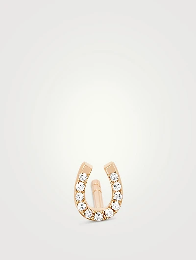 14K Gold Horseshoe Stud Earring With Diamonds