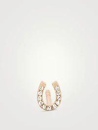 14K Gold Horseshoe Stud Earring With Diamonds