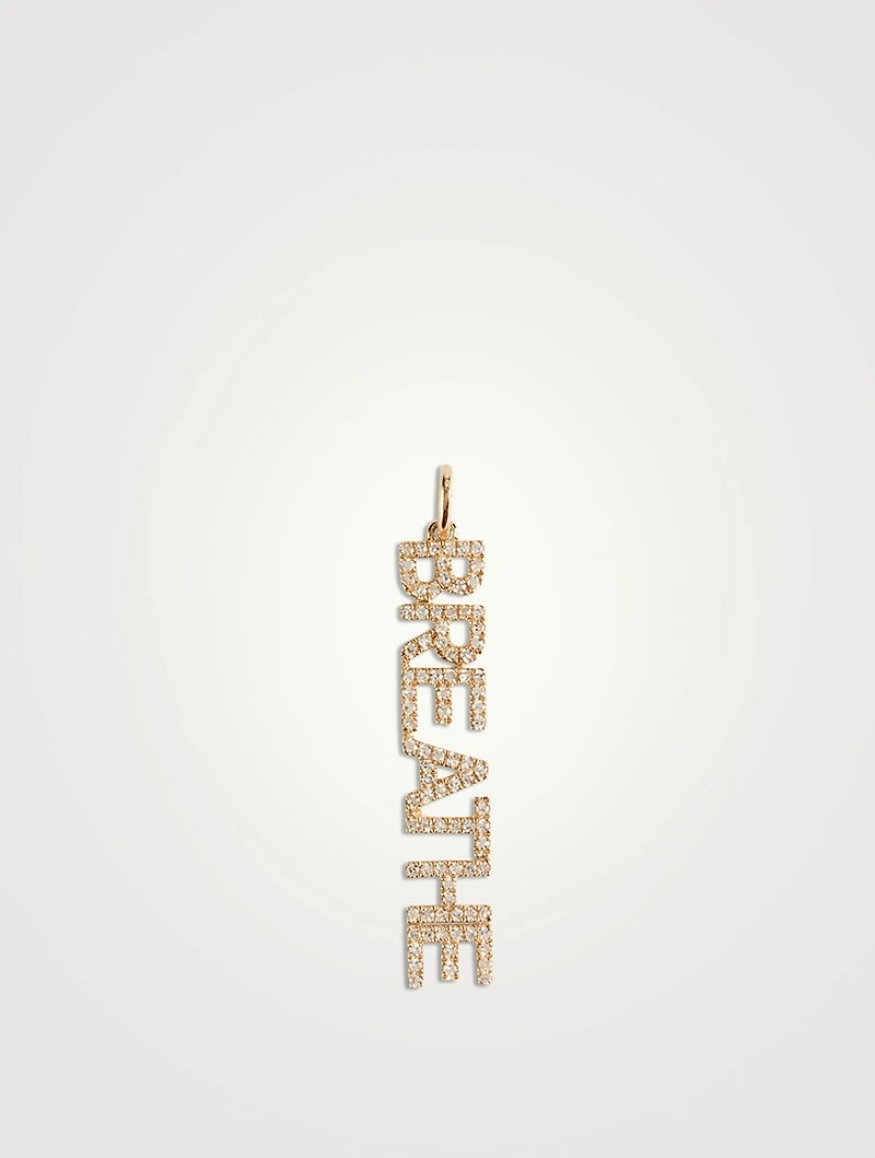 14K Gold Breathe Necklace Charm