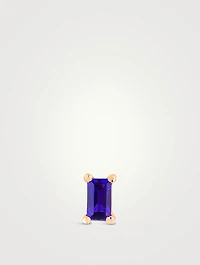 14K Gold Blue Sapphire Baguette Stud Earring