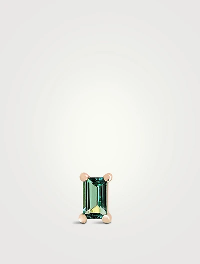 14K Gold Emerald Baguette Stud Earring