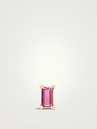 14K Gold Pink Sapphire Baguette Stud Earring