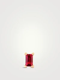14K Gold Ruby Baguette Stud Earring