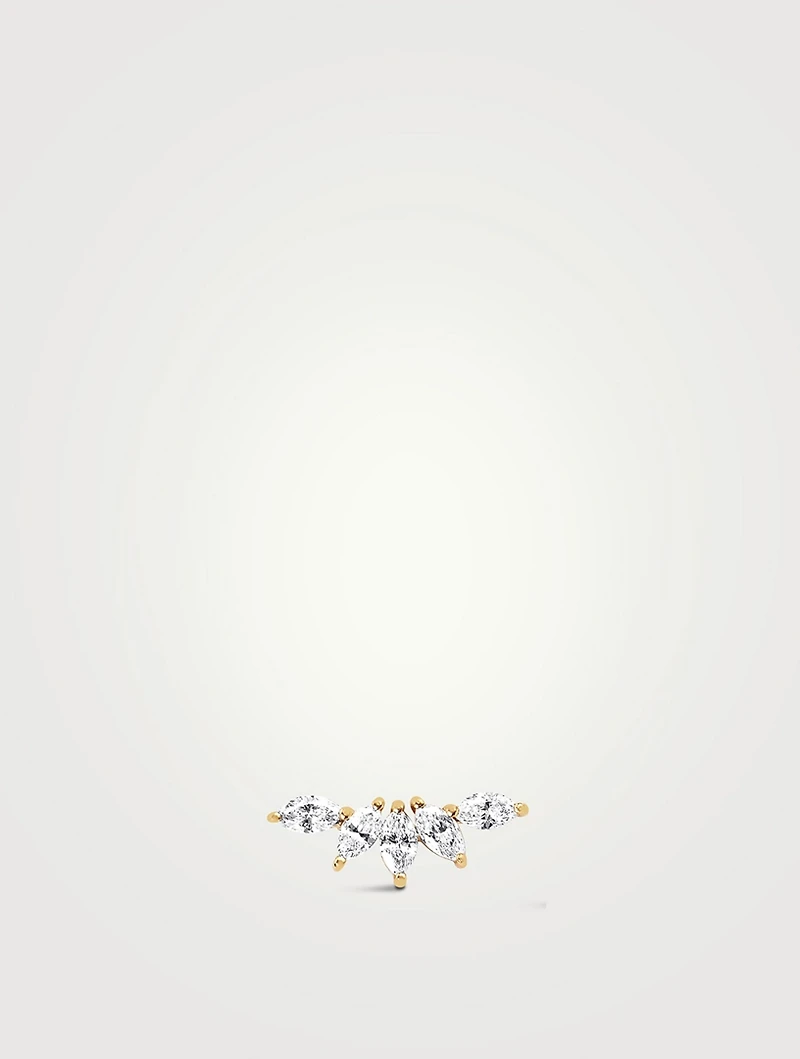 14K Gold Marquise Diamond Fan Earring